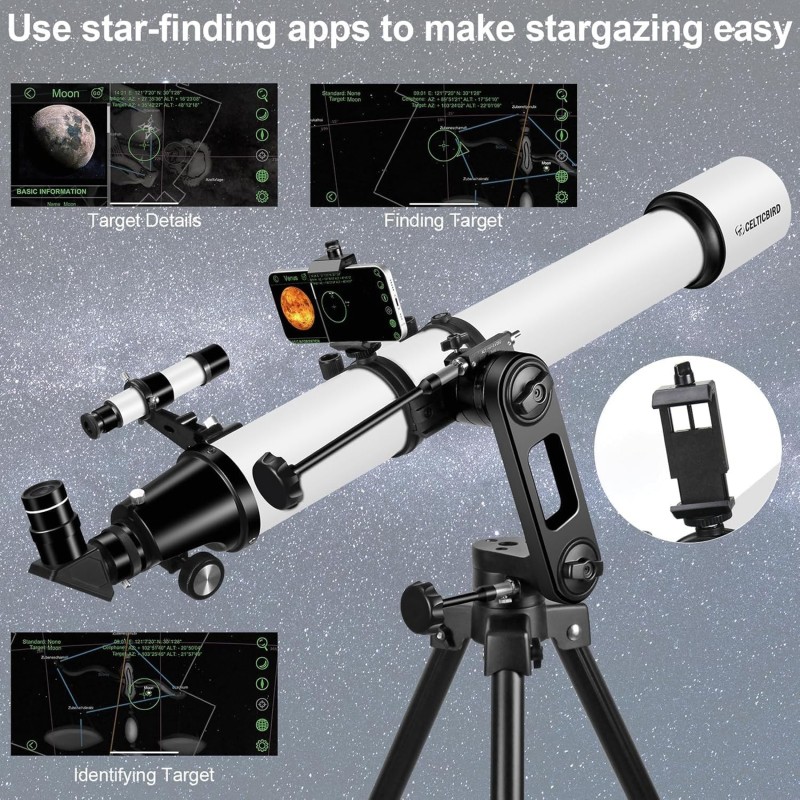Refraktor Astronomieteleskop Teleskop 1000 mm Brennweite und 90 mm Öffnung hochpräzise Einstellung – 2