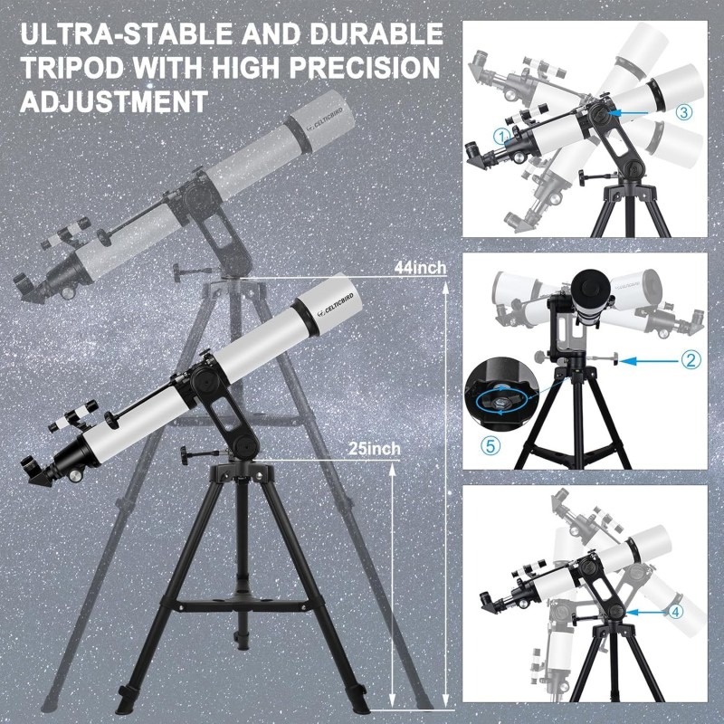 Refraktor Astronomieteleskop Teleskop 1000 mm Brennweite und 90 mm Öffnung hochpräzise Einstellung – 4