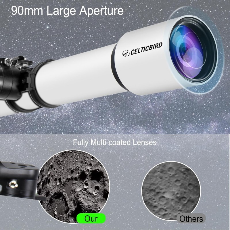 Refraktor Astronomieteleskop Teleskop 1000 mm Brennweite und 90 mm Öffnung hochpräzise Einstellung – 5