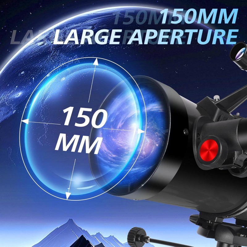Spiegelteleskop 150 EQ Teleskop Astronomie professionell Äquatorialmontierung Handyhalterung – 2