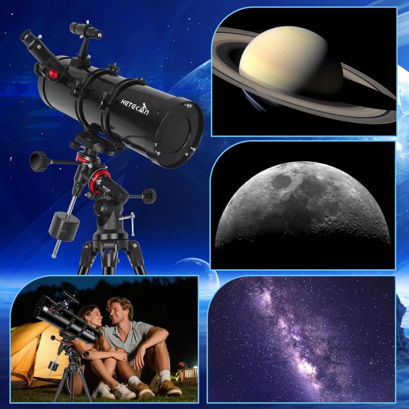 Spiegelteleskop 150 EQ Teleskop Astronomie professionell Äquatorialmontierung Handyhalterung – Thumbnail 8