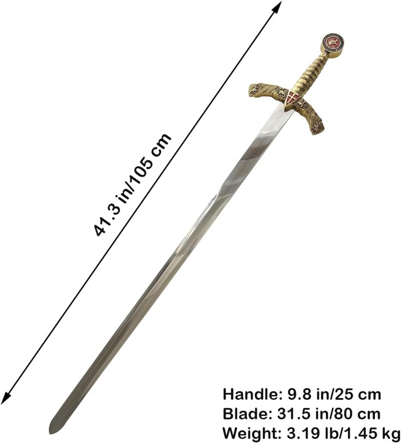Ritterschwert Ritter-Schwert 108 cm mittelalterlich mit rotem Kreuz Edelstahl mit Scheide Cosplay – 2