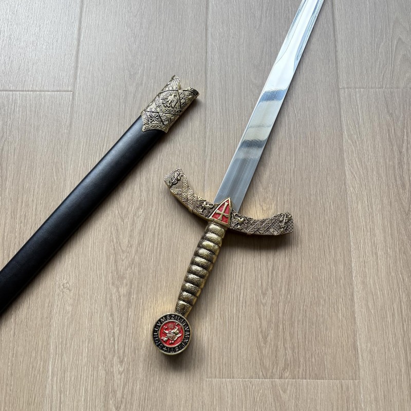 Ritterschwert Ritter-Schwert 108 cm mittelalterlich mit rotem Kreuz Edelstahl mit Scheide Cosplay – Thumbnail 7