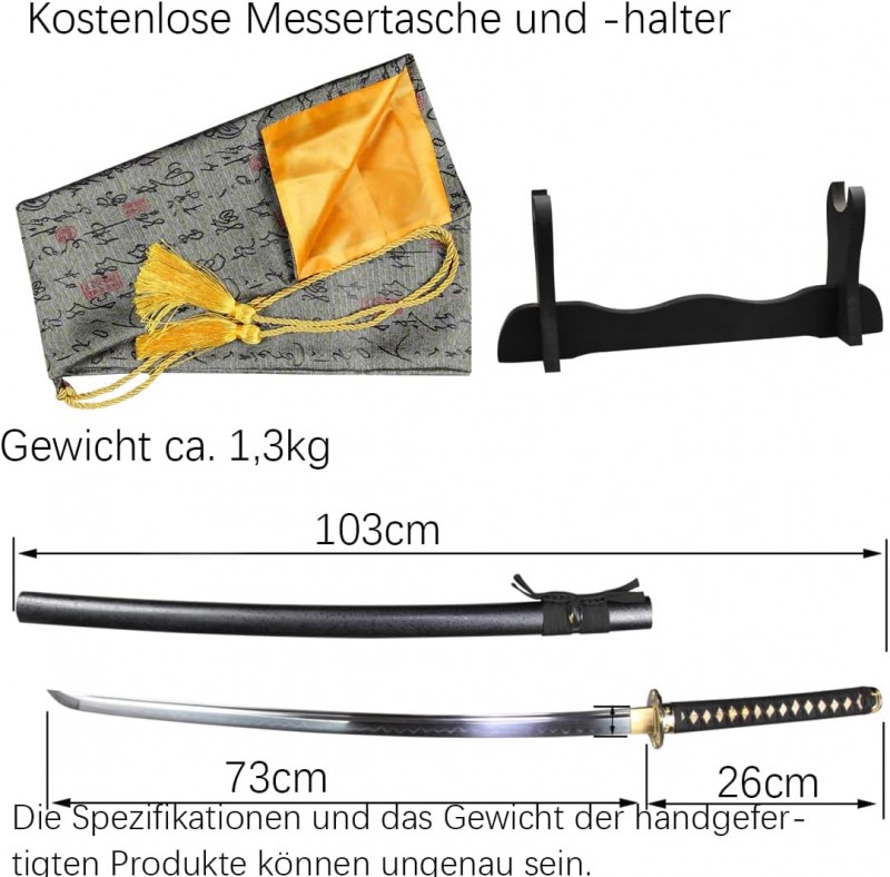 Ninja-Schwert Katana Schwert Samurai-Schwert 103 cm scharf echt hochwertige Handarbeit japanisch – 3