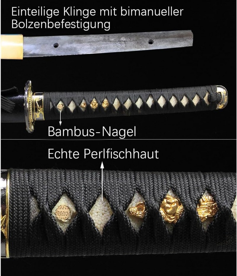 Ninja-Schwert Katana Schwert Samurai-Schwert 103 cm scharf echt hochwertige Handarbeit japanisch – 5