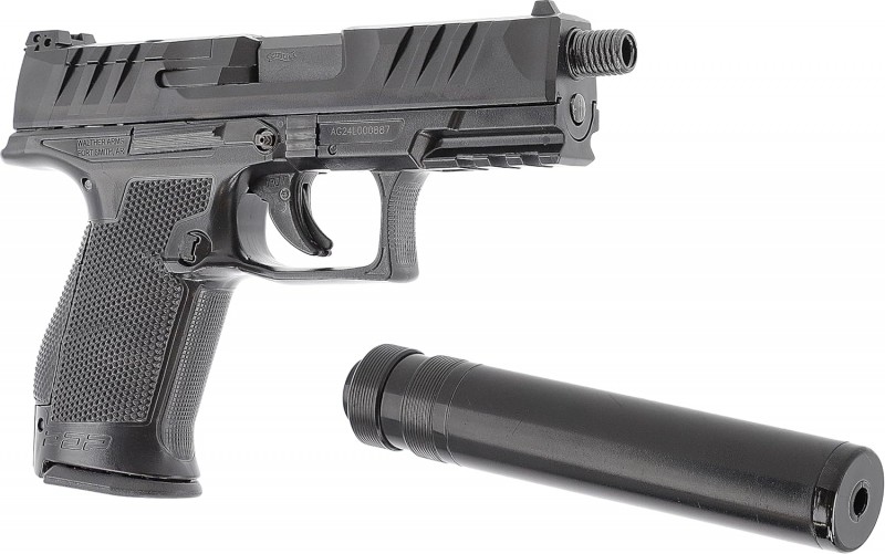 Pistole mit Schalldämpfer Airsoft Waffe 6 mm Federdruck < 0,5J Schalldämpfer-Attrappe 2 Magazine – 3