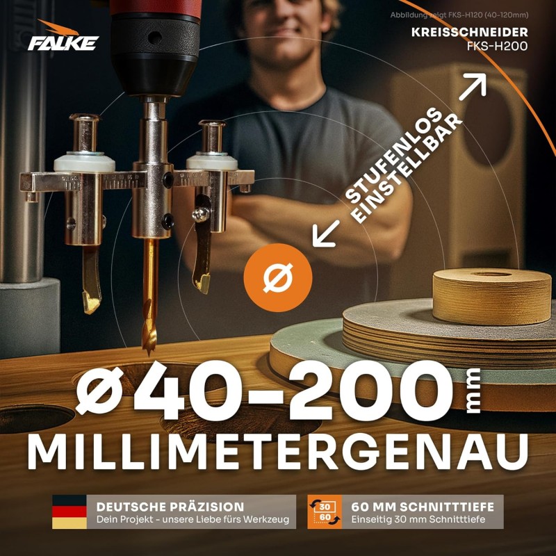 Kreisschneider Holzkreisschneider Lochsäge Werkzeug 40 – 200 mm Holzbearbeitung Holz Kunststoff Gips – 2