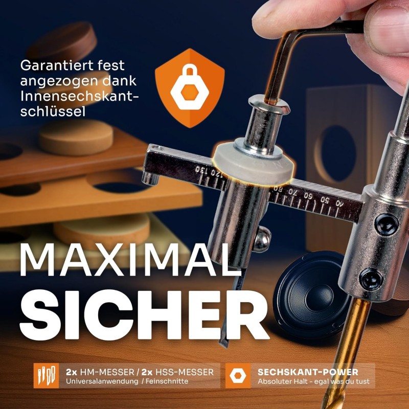 Kreisschneider Holzkreisschneider Lochsäge Werkzeug 40 – 200 mm Holzbearbeitung Holz Kunststoff Gips – Thumbnail 6