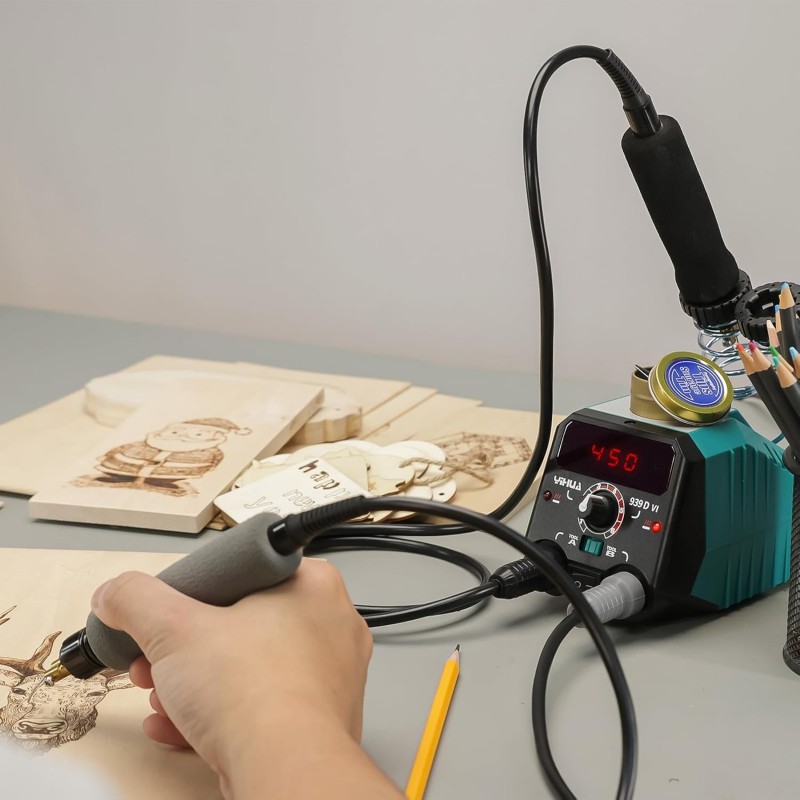 Brenneisen Doppelstift Brandmalerei Lötkolben-Set Brennpeter Holzbrennstift für Holz Digitalanzeige  – 2