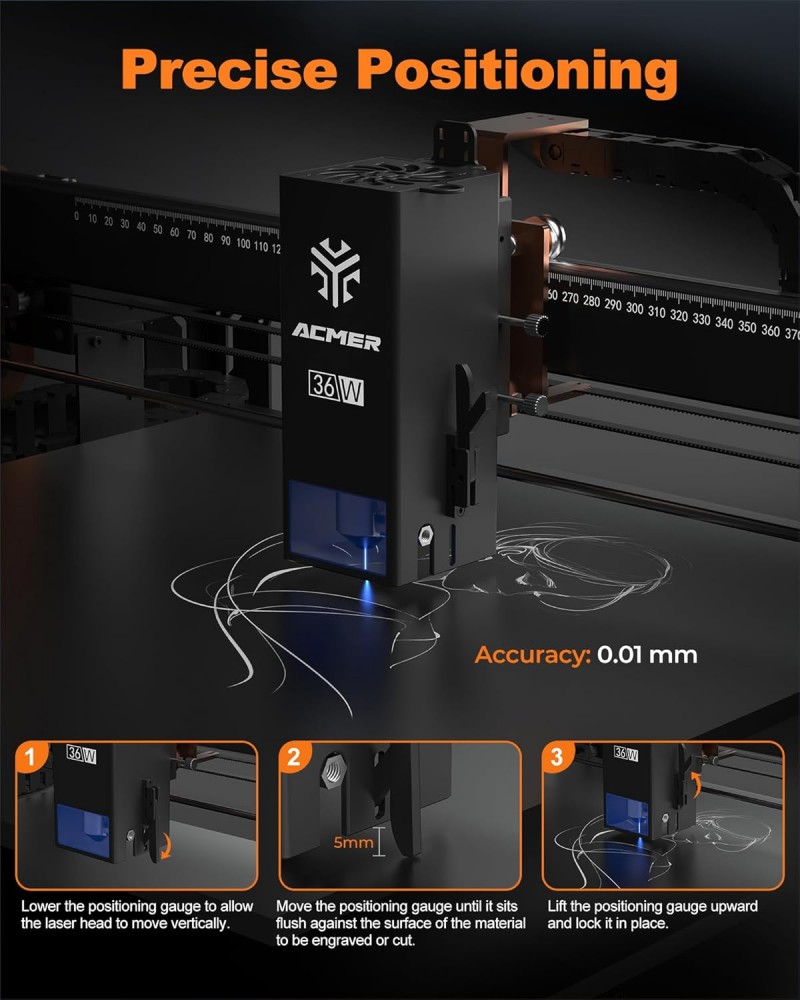 Laser Graviermaschine Laser Cutter Laserschneider Graviergerät 36 W 24000 mm/min Duale Linearführung – Thumbnail 7