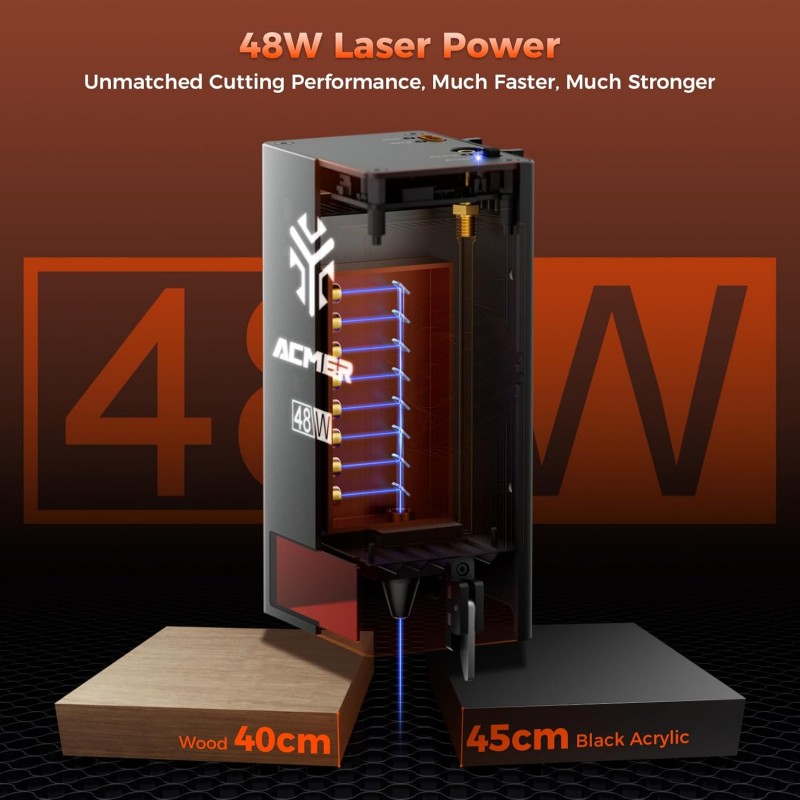 Gravur Maschine Laser Graviermaschine 48 W Lasergravierer Laser Cutter 24000 mm/min duale Linear – 5