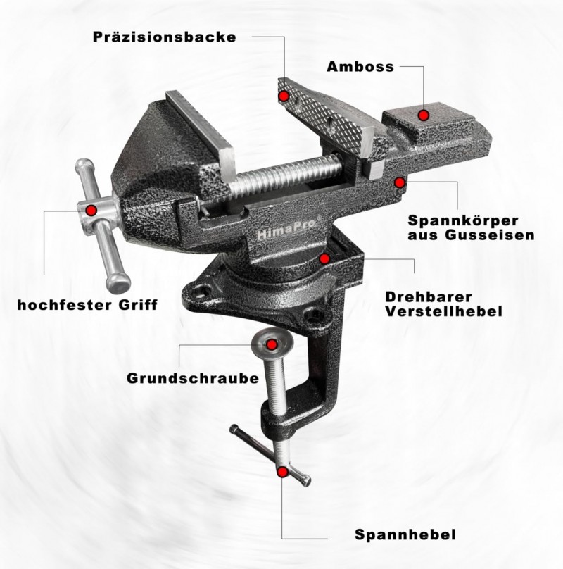 Tischschraubstock Schraubstock mit Schraubzwinge 360° drehbar Schnellverstellung 8,4 cm metallisch – 3