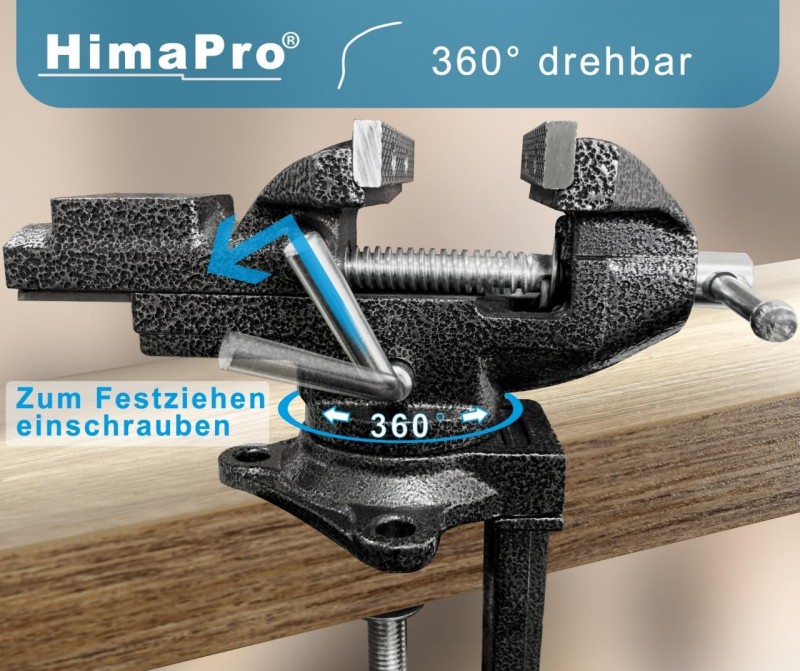 Tischschraubstock Schraubstock mit Schraubzwinge 360° drehbar Schnellverstellung 8,4 cm metallisch – 4