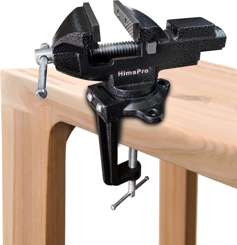 Tischschraubstock Schraubstock mit Schraubzwinge 360° drehbar Schnellverstellung 8,4 cm metallisch – Thumbnail 7
