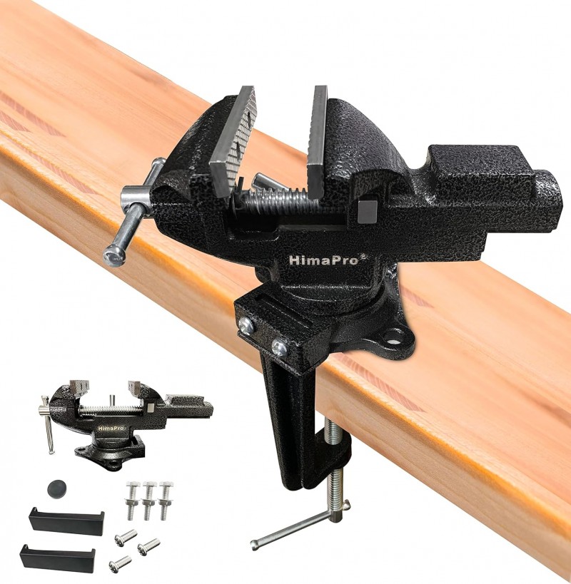 Tischschraubstock Schraubstock mit Schraubzwinge 360° drehbar Schnellverstellung 8,4 cm metallisch
