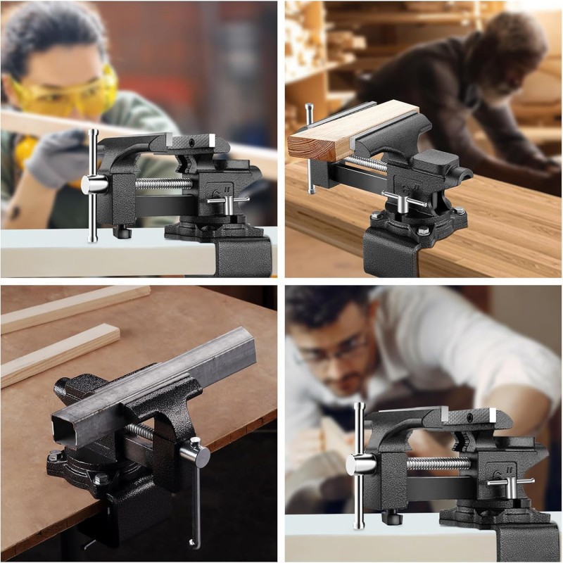Schraubstock Tischraubstock Schraubzwinge 150 mm drehbar 270° Werkbank maximale Öffnung 115 mm – Thumbnail 6