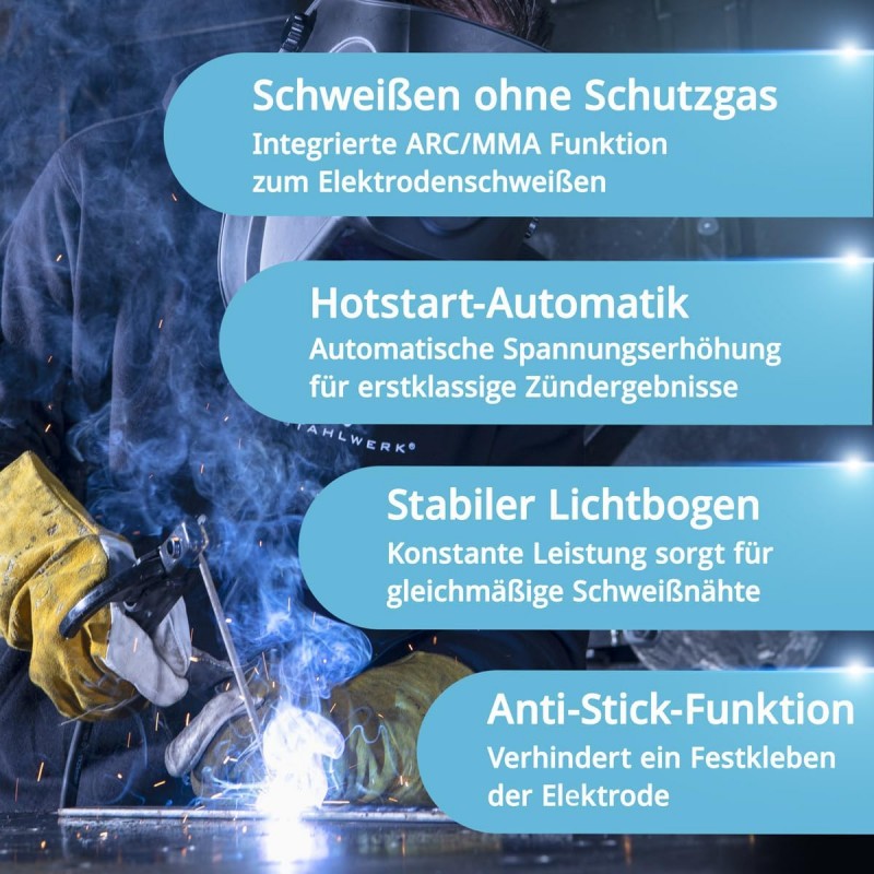 Schweißgerät Mini FLUX 120 ST Digital Fülldrahtschweißen (FLUX) ohne Schutzgas bis 120 A kompakt – Thumbnail 7