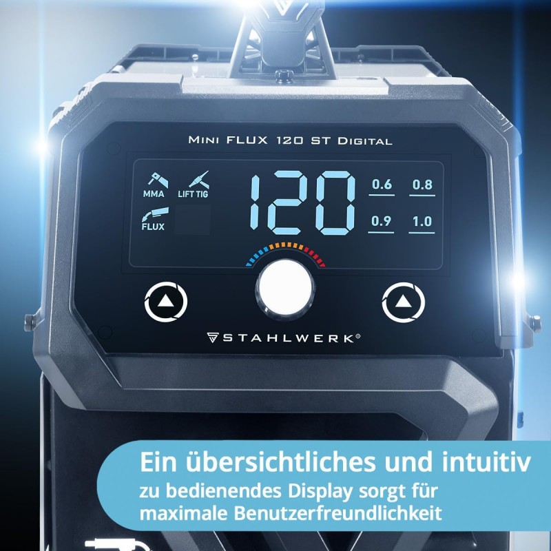 Schweißgerät Mini FLUX 120 ST Digital Fülldrahtschweißen (FLUX) ohne Schutzgas bis 120 A kompakt – Thumbnail 8