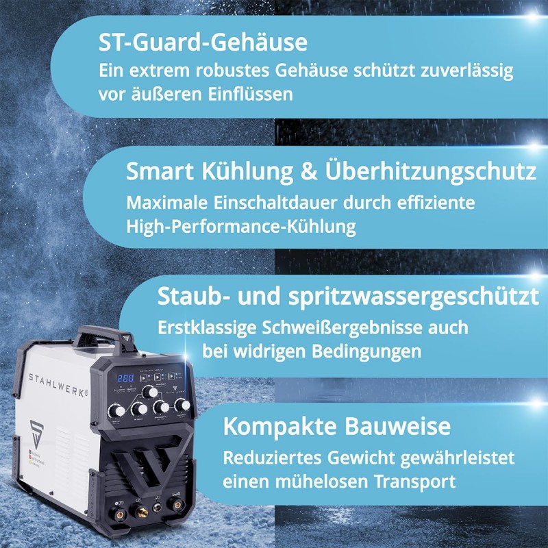 Schweißmaschine Schweißgerät 2-in-1 Kombi Profi-Schweißgerät AC/DC WIG 200 ST WIG &amp; MMA (E-Hand/ARC) – Thumbnail 6