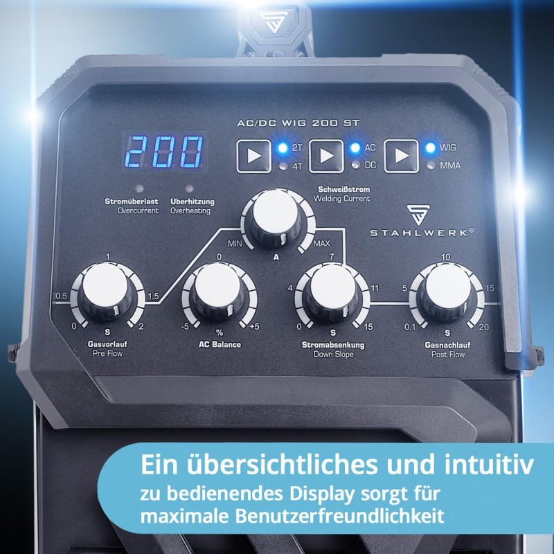Schweißmaschine Schweißgerät 2-in-1 Kombi Profi-Schweißgerät AC/DC WIG 200 ST WIG &amp; MMA (E-Hand/ARC) – Thumbnail 8
