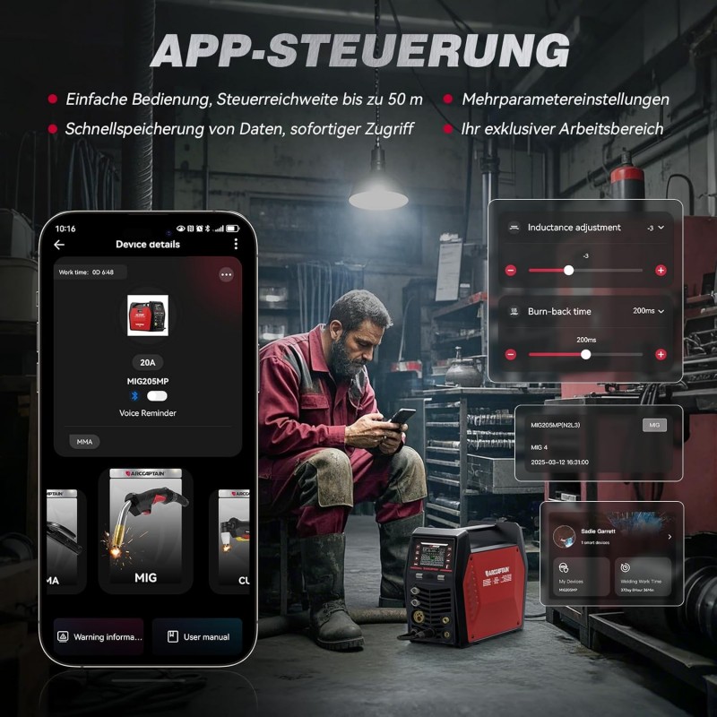 MIG-Schweißgerät Mehrprozess-Schweißgerät Schweißgerät 9 in 1 iControl App‑Steuerung Plasmaschneider – 4