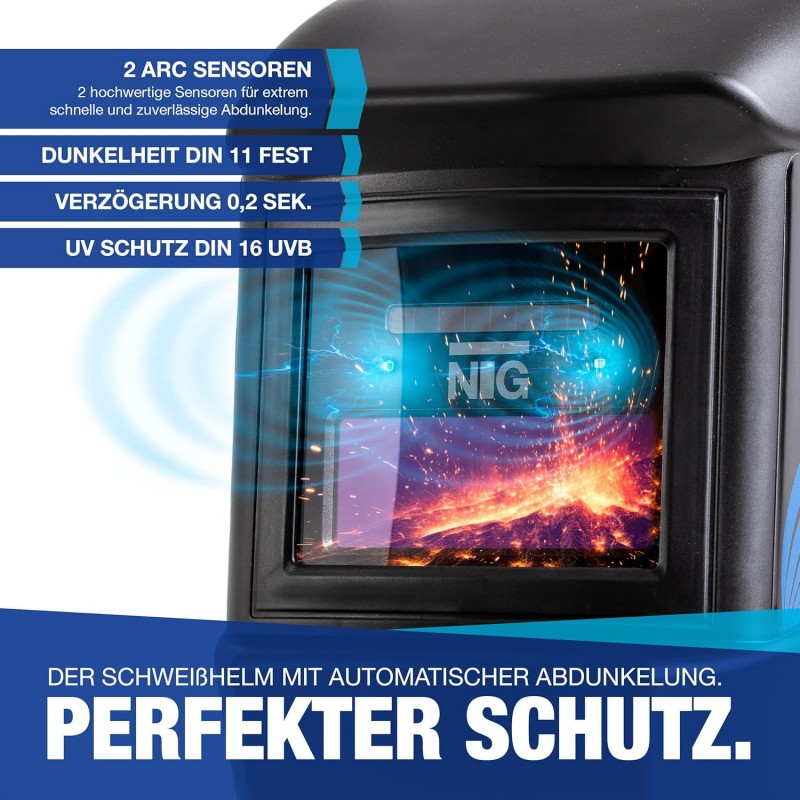 Schweißmaske Automatik Schweißhelm professionell Schutz Komfort Schweißen automatische Verdunkelung – 5