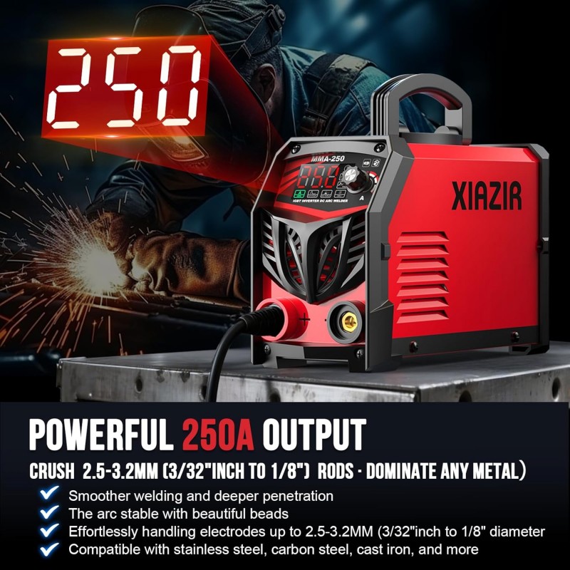 Elektroden Schweißgerät 250 A 220V ARC Stick Welder mit LED-Display tragbarer IGBT Inverter Hotstart – 2
