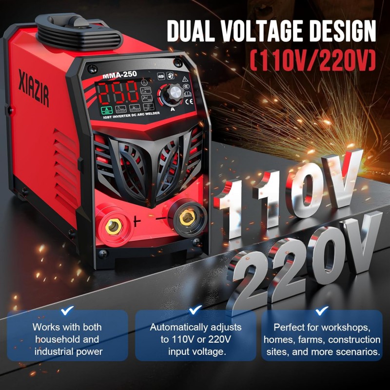 Elektroden Schweißgerät 250 A 220V ARC Stick Welder mit LED-Display tragbarer IGBT Inverter Hotstart – 3