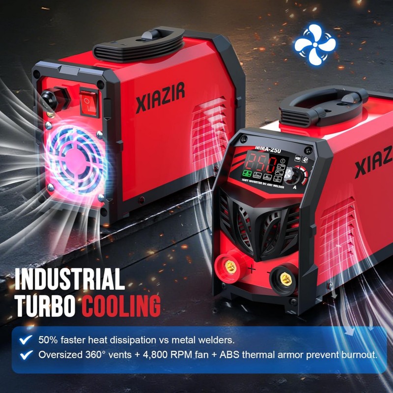 Elektroden Schweißgerät 250 A 220V ARC Stick Welder mit LED-Display tragbarer IGBT Inverter Hotstart – Thumbnail 6