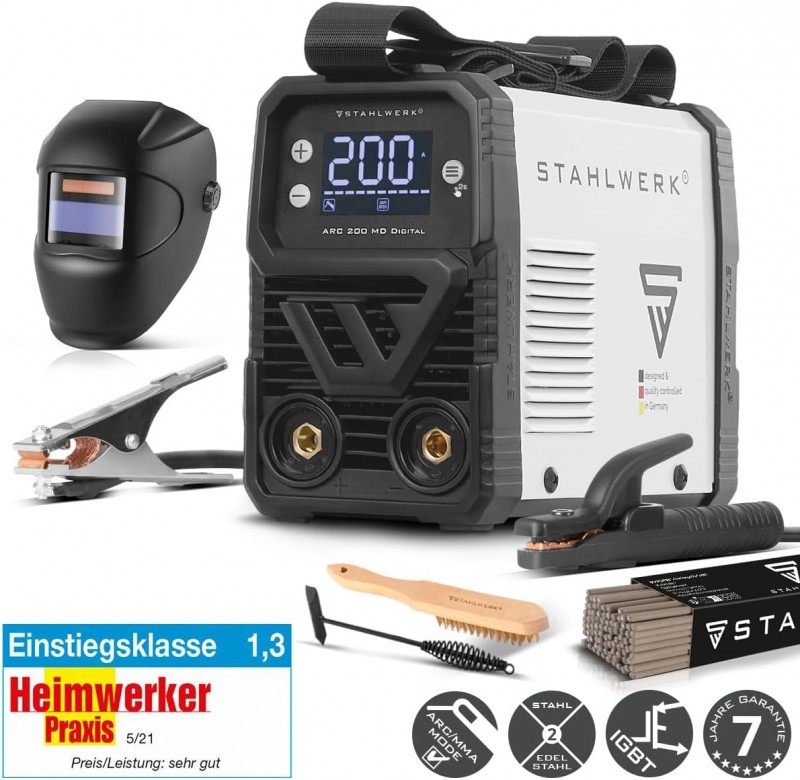 Digital Elektroden-Schweißgerät 200 A Vollausstattung MMA/E-Hand & Lift-TIG (DC) möglich flexibel – 3