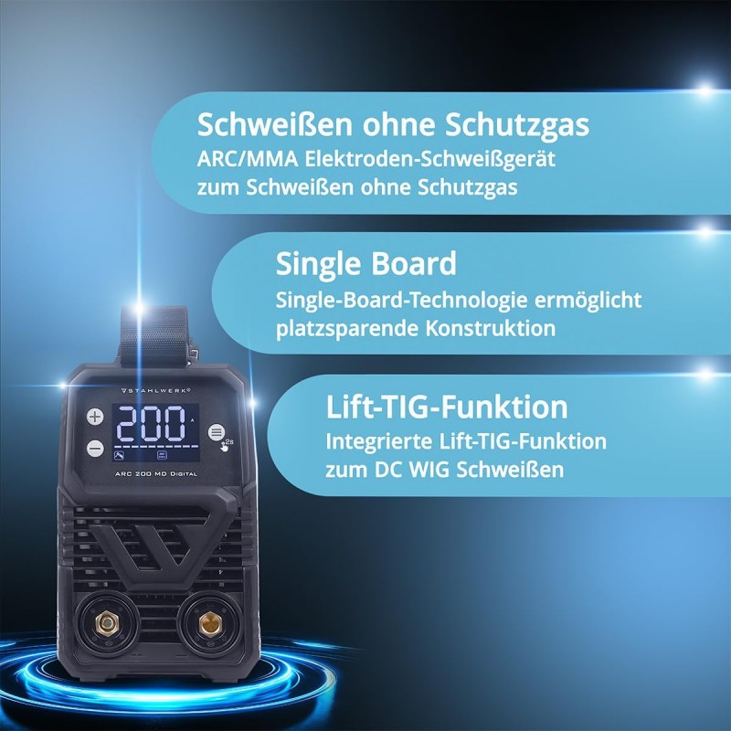 Digital Elektroden-Schweißgerät 200 A Vollausstattung MMA/E-Hand & Lift-TIG (DC) möglich flexibel – 5