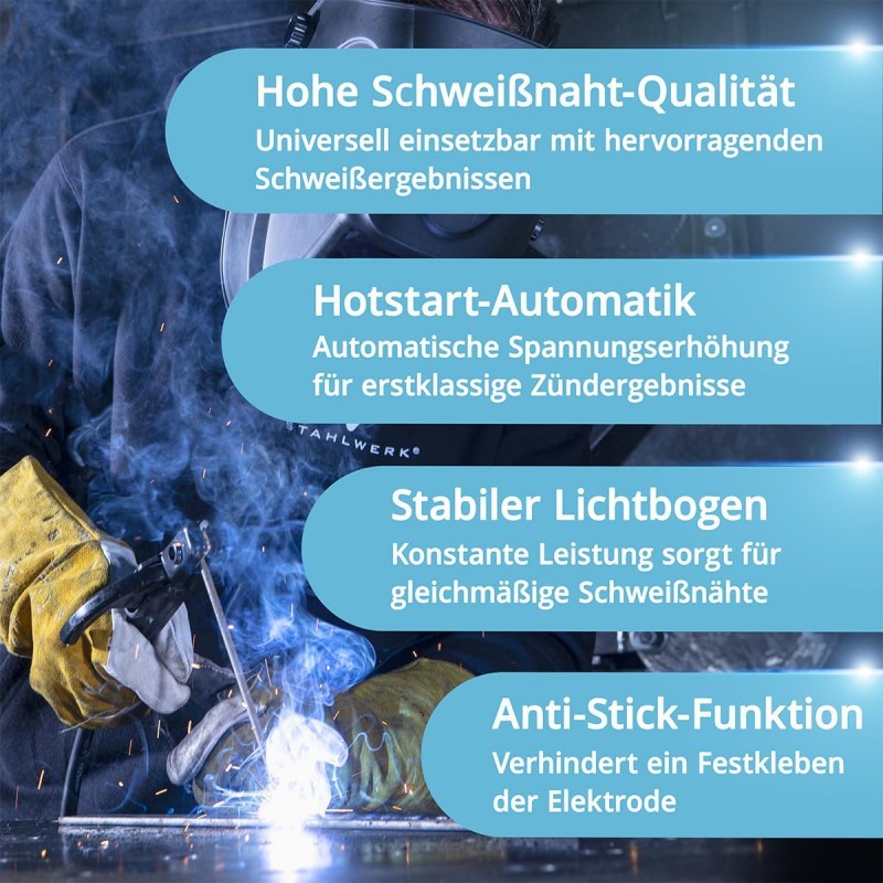 Digital Elektroden-Schweißgerät 200 A Vollausstattung MMA/E-Hand &amp; Lift-TIG (DC) möglich flexibel – Thumbnail 7