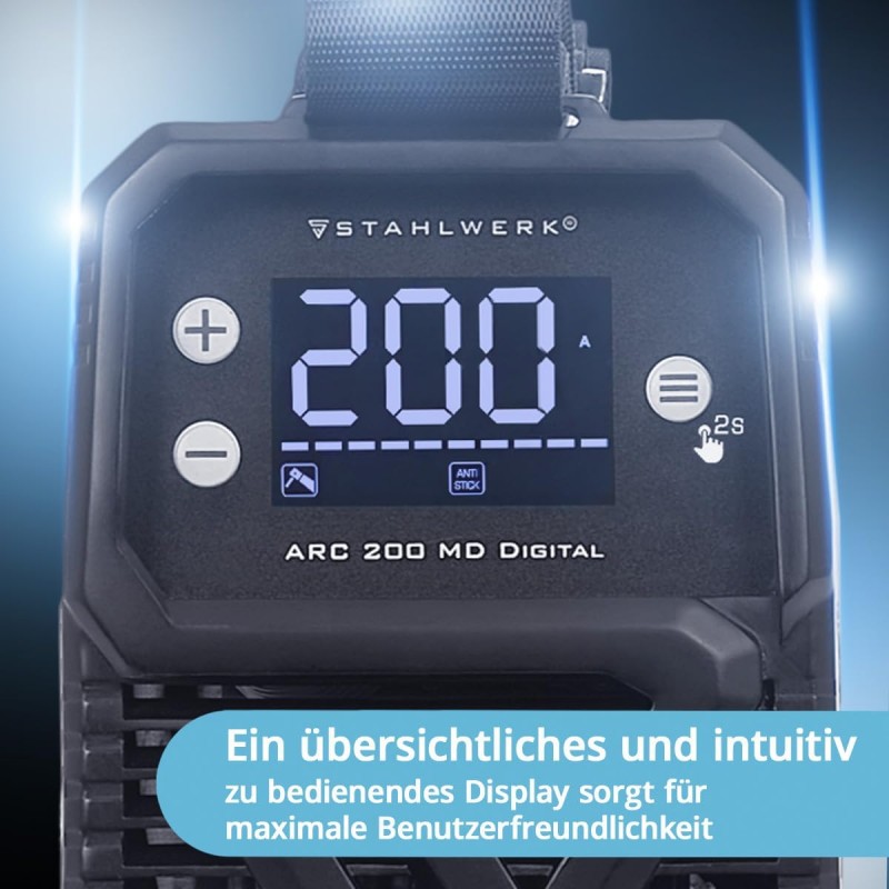 Digital Elektroden-Schweißgerät 200 A Vollausstattung MMA/E-Hand &amp; Lift-TIG (DC) möglich flexibel – Thumbnail 8