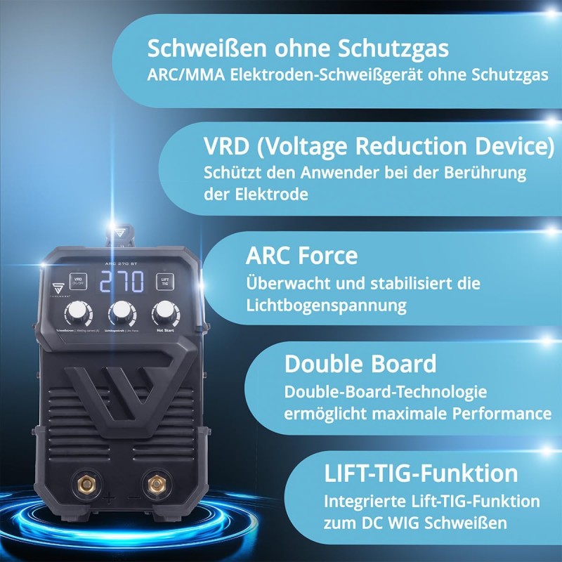 Elektroden-Schweißgerät 270 A MMA E-Hand Schweißen ohne Schutzgas Lift-TIG Inverter 400V Überhitzung – 5