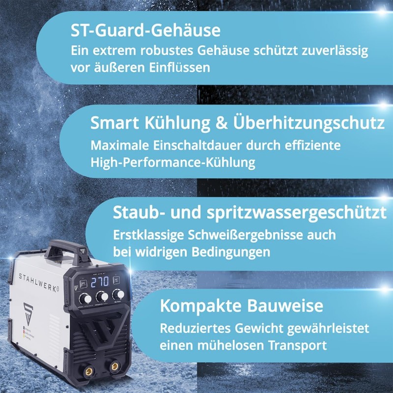 Elektroden-Schweißgerät 270 A MMA E-Hand Schweißen ohne Schutzgas Lift-TIG Inverter 400V Überhitzung – Thumbnail 6