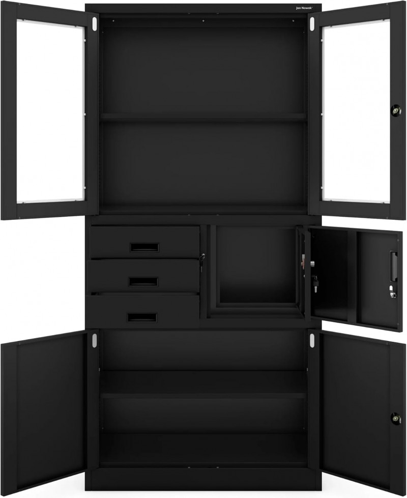 Wertschrank Tresor Metallschrank Tresor Safe Geheimfach Flügeltüren Schubladen Pulverbeschichtung – Thumbnail 7