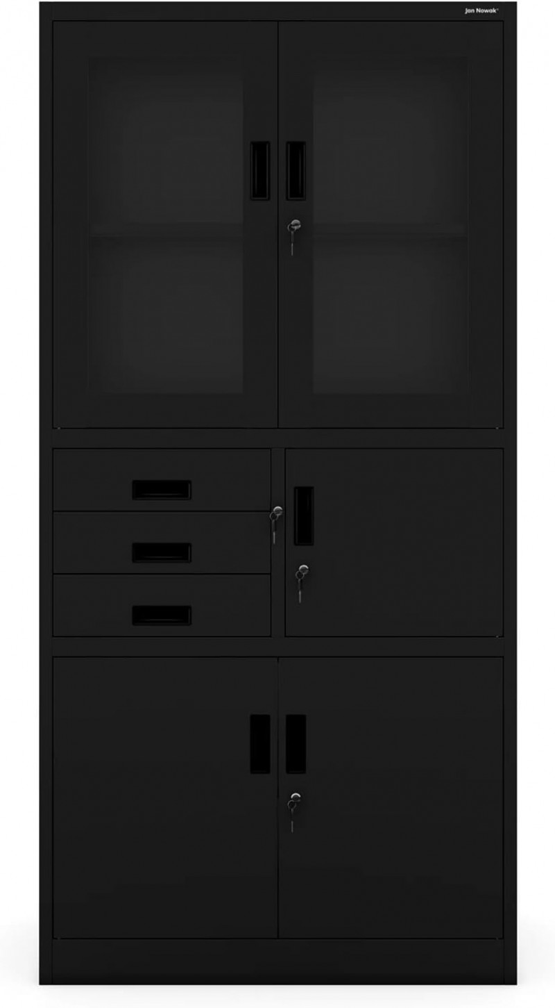 Wertschrank Tresor Metallschrank Tresor Safe Geheimfach Flügeltüren Schubladen Pulverbeschichtung – Thumbnail 8