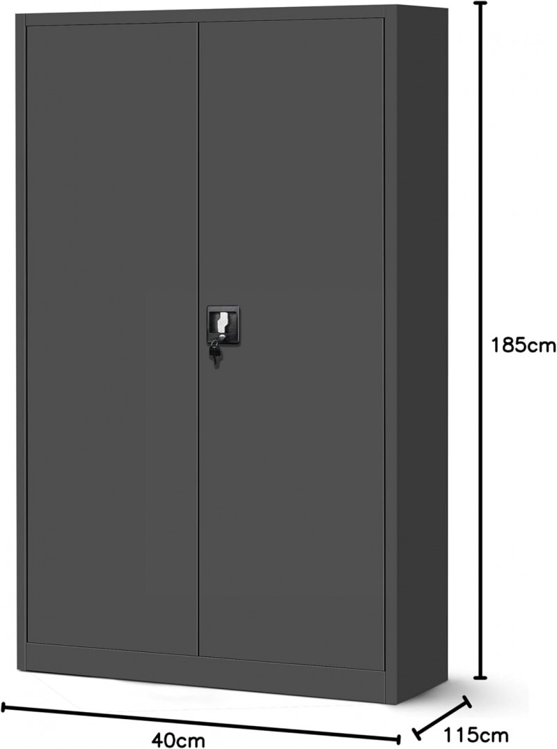 Metallschrank XXL Aktenschrank Stahlschrank Büroschrank Flügeltüren Pulverbeschichtung 185 x 115 cm  – 3