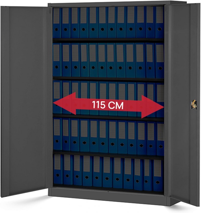 Metallschrank XXL Aktenschrank Stahlschrank Büroschrank Flügeltüren Pulverbeschichtung 185 x 115 cm  – 4