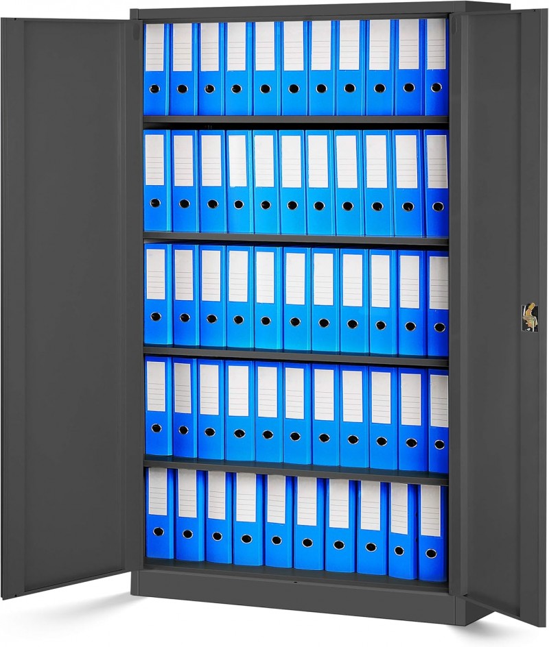 Metallschrank XXL Aktenschrank Stahlschrank Büroschrank Flügeltüren Pulverbeschichtung 185 x 115 cm  – 5