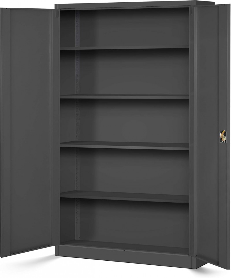 Metallschrank XXL Aktenschrank Stahlschrank Büroschrank Flügeltüren Pulverbeschichtung 185 x 115 cm  – Thumbnail 7