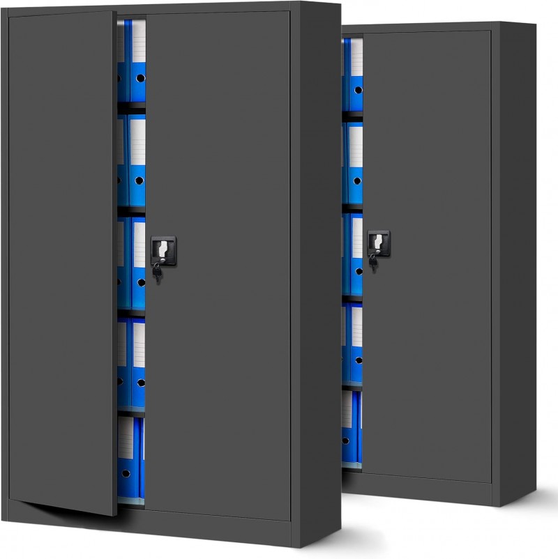 Metallschrank XXL Aktenschrank Stahlschrank Büroschrank Flügeltüren Pulverbeschichtung 185 x 115 cm 
