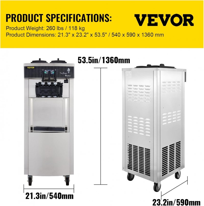 Speiseeisbereiter stehende kommerzielle Softeismaschine Eismaschine 2x6 L Ice Cream Maker 20-28 L/h – 3
