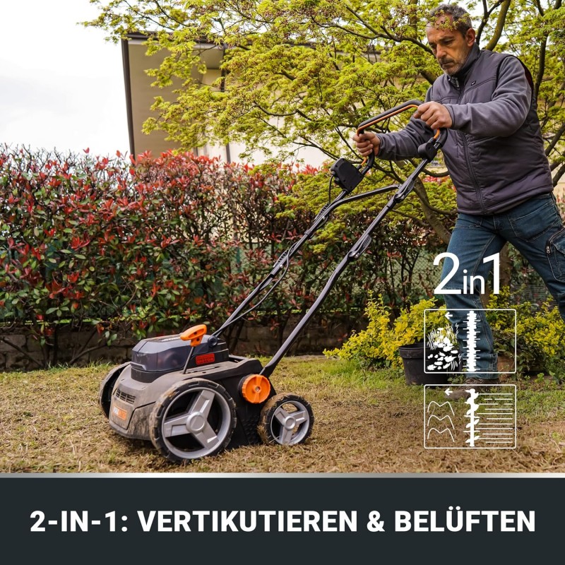 Akku Vertikutierer & Rasenlüfter bis zu 400 ㎡ Rechenbreite Arbeitsbreite 36 cm bürstenloser Motor – 2