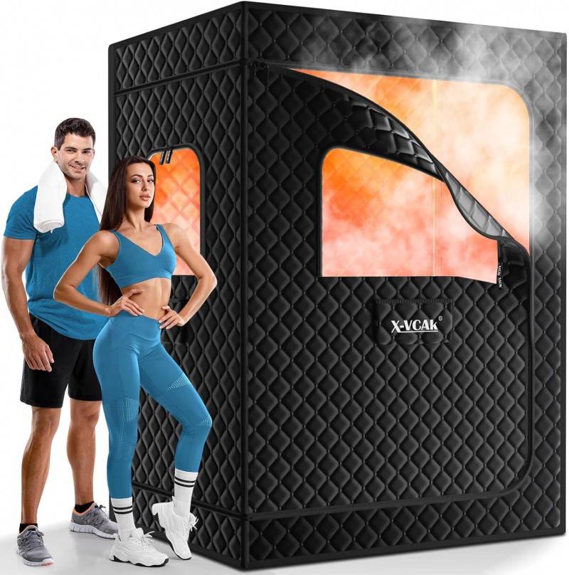 Tragbare Dampfsauna Sauna Saunazelt Saunakiste für 2 Personen 2 Dampfstreamer 2 Klappstühle 180 cm