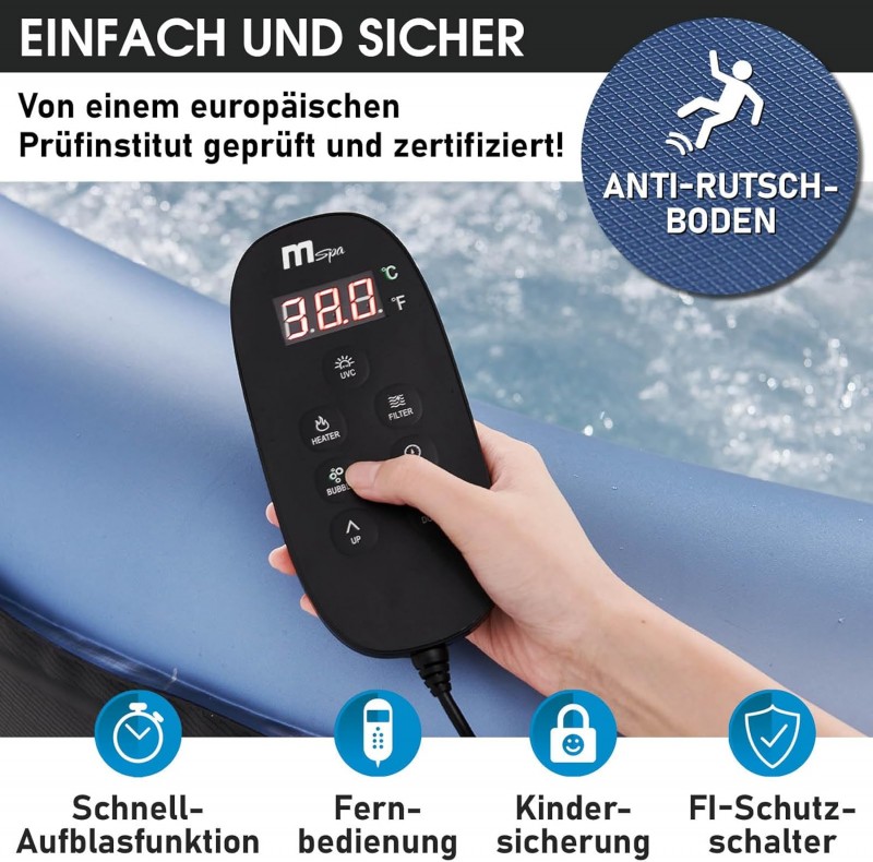 Spa Whirlpool aufblasbar 4 Personen 180 x 70 cm In- Outdoor Pool 40°C ganzjährig 118 Massagedüsen – 5