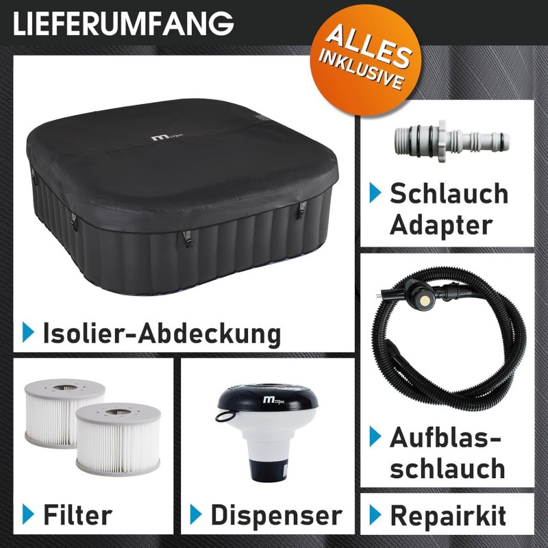 Whirlpool aufblasbar Spa bis 40°C 8 Personen 224 x 70 cm In- Outdoor Pool ganzjähriger Einsatz – Thumbnail 6
