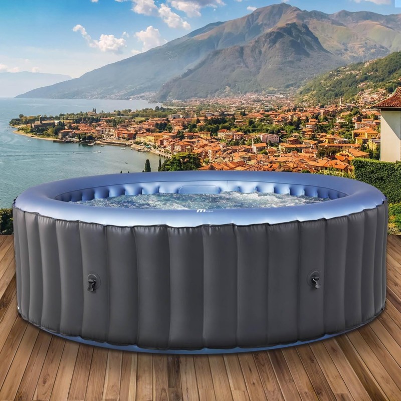 Whirlpool aufblasbar Spa bis 40°C 8 Personen 224 x 70 cm In- Outdoor Pool ganzjähriger Einsatz