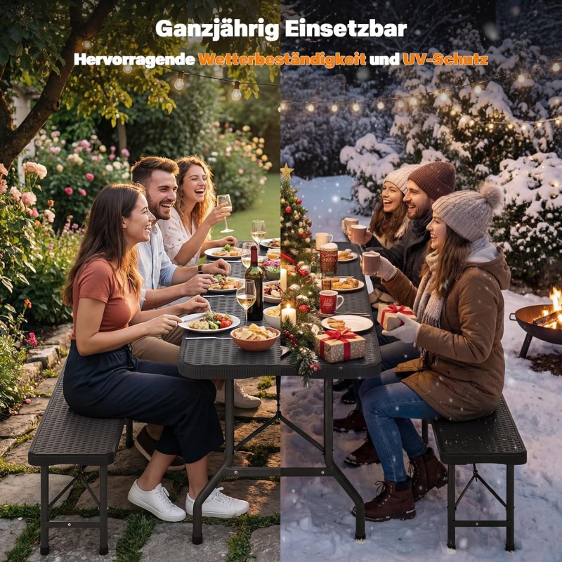 Festzeltgarnitur Camping-Klapptisch Bierzeltgarnitur klappbar faltbares 3-teiliges Set 1 Camping – Thumbnail 6