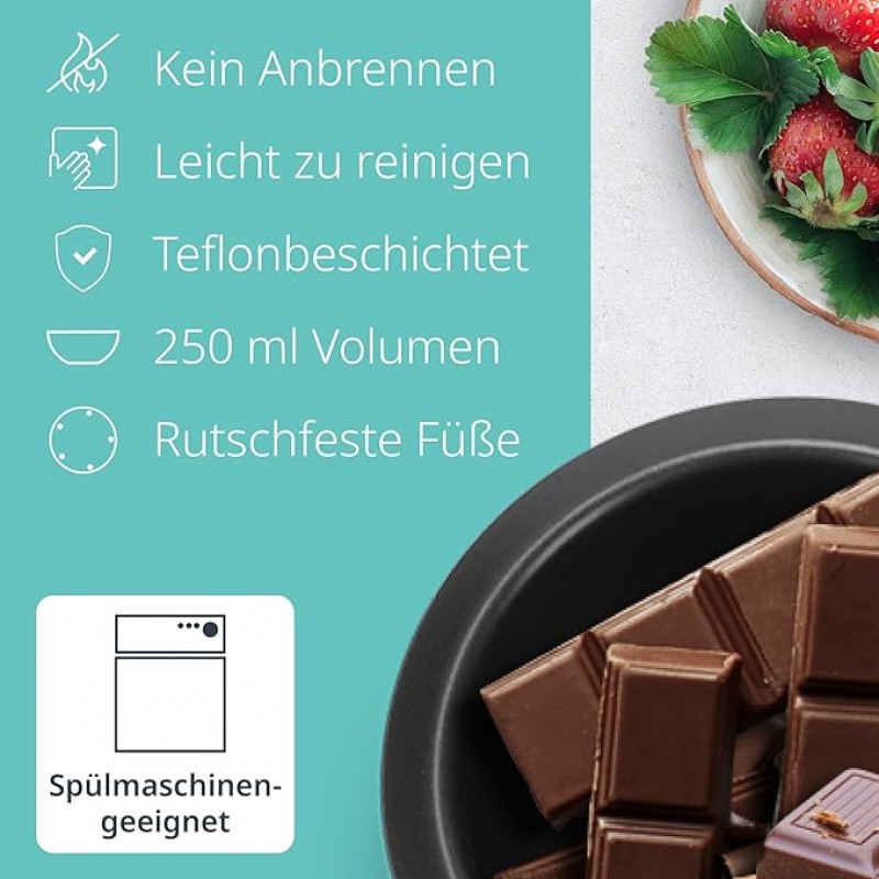 Schokofondue Schokoladenfondue elektrisch 500 ml 8 Spieße 2 Temperaturstufen Schmelzen Warmhalten – 3
